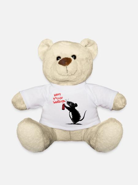 Rebel Rat - Happy F*ckin' Whatever - Teddy Bear - white