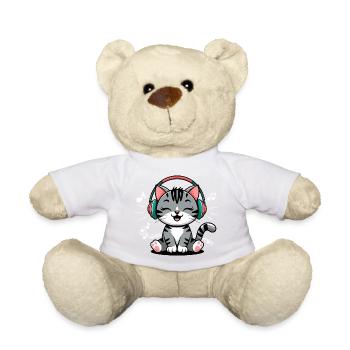 Conception de clé de chat de musique pour les musiciens et les musiciens - Nounours - blanc - Devant