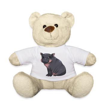 Mignon bébé hippopotame - Alarme de câlin ! - Nounours - blanc - Devant