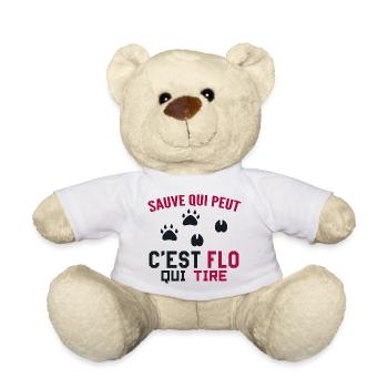 C'est Flo Qui Tire Humour Chaseur Florian Florent - Nounours - blanc - Devant
