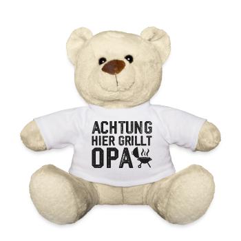 Grillen Grillmeister Opa Grill Geschenkidee - Teddy - Weiß - Vorne