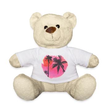 Tropische Sonnenuntergangspalmen-Silhouette - Teddy - Weiß - Vorne