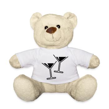 2 Cocktail Glasses / Martini / Cheers – (Black) - Teddy Bear - white - Front
