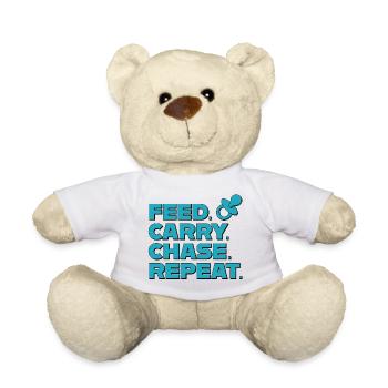 Parenting – Feed Carry Chase Repeat - Teddy Bear - white - Front