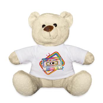 Retro Kassette – Buntes 80er-Jahre Design - Teddy - Weiß - Vorne