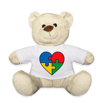Puzzle Herz Autismus Symbol - Spruch Geschenk - Teddy - Weiß - Vorne