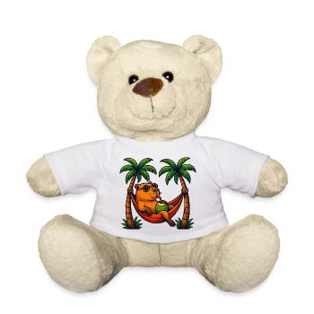 Tropical capybara Relaxing in Coconut Hammock - Nounours - blanc - Devant