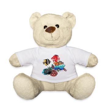 Poissons exotiques et coraux - Nounours - blanc - Devant