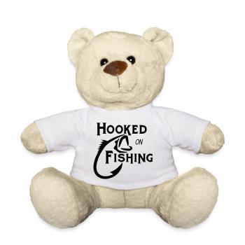 Hooked on Fishing Bold Bass Art - Teddy Bear - white - Front