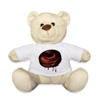 Schoko Donut Motiv mit glänzender Glasur - Teddy - Weiß - Vorne