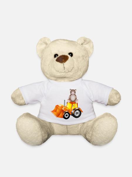 Teddybär auf Bagger – süß & stark zugleich - Teddy - Weiß