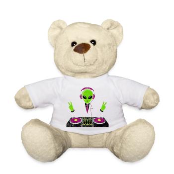 Außerirdischer DJ mit Neon-Kopfhörern - Teddy - Weiß - Vorne