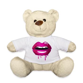 Purpurfarbene Glanzlippen im Graffiti Stil - Teddy - Weiß - Vorne
