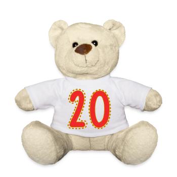 20. 20 ANS. 20e ANNIVERSAIRE. ANNIVERSAIRE 20 ANS. - Nounours - blanc - Devant