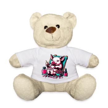 Pédicure Piggy avec vernis rouge baie - Nounours - blanc - Devant