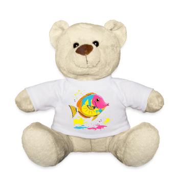 Bunte Fischcollage mit Neon-Details - Teddy - Weiß - Vorne