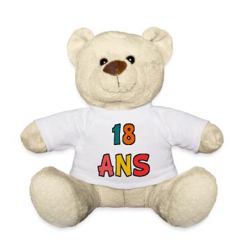 18. 18 ANS. 18e ANNIVERSAIRE. ANNIVERSAIRE 18 ANS. - Nounours - blanc - Devant