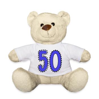 50. 50 ANS. 50e ANNIVERSAIRE. ANNIVERSAIRE 50 ANS. - Nounours - blanc - Devant