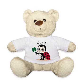 Ladybug Clover Lucky Charm Lucky Symbol - Teddy Bear - white - Front