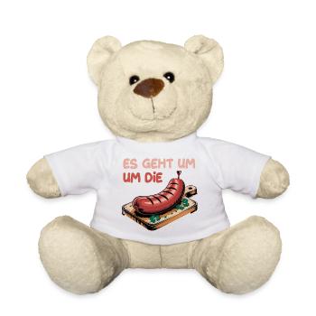  Es Geht Um Die Wurst Humorvolle Illustration - Teddy - Weiß - Vorne