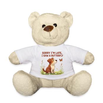 Humorous dog motif with butterfly - Teddy Bear - white - Front