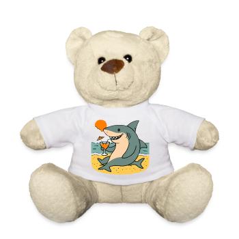 Sandhai mit Strandgetränk - Teddy - Weiß - Vorne