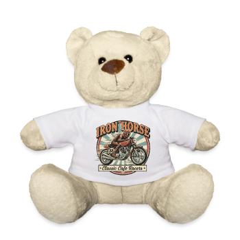 Racer Iron Horse Design - Teddy Bear - white - Front