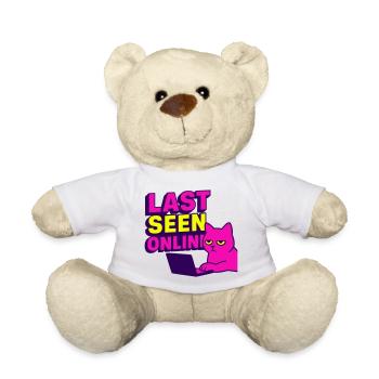 Last seen online: Meme design with annoyed cat - Teddy Bear - white - Front