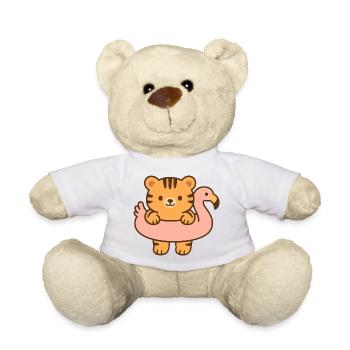 Kleiner Tiger auf rosa Schwimmer - Teddy - Weiß - Vorne