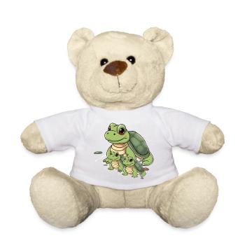 Charmante Tortue Famille Illustration - Nounours - blanc - Devant