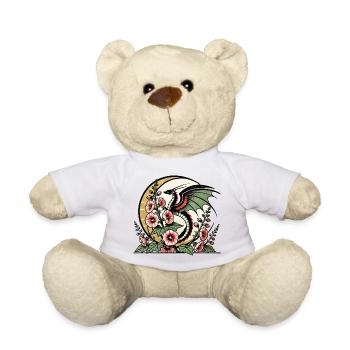 Dragon and Flower Sleeve Tattoo Design - Teddy Bear - white - Front