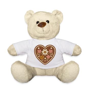 Lebkuchenherz Volksfest - süß & traditionell - Teddy - Weiß - Vorne
