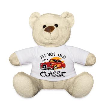 Vintage Red Car with Sunset Design - Teddy Bear - white - Front