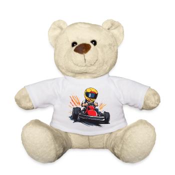 Dessin animé de pilote de course - Nounours - blanc - Devant