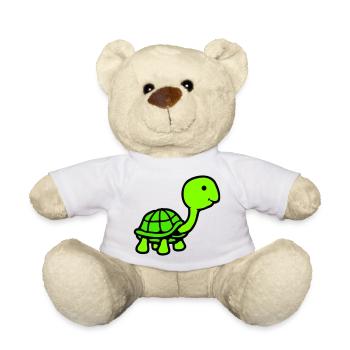 Schildkröte langer Hals lächelt glücklich lustig - Teddy - Weiß - Vorne
