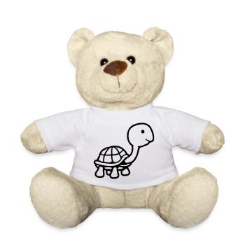 Schildkröte langer Hals lächelt glücklich lustig - Teddy - Weiß - Vorne