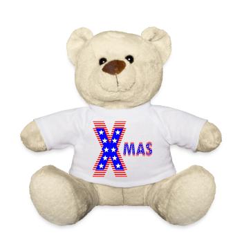 American Patriotic Neon Design XMAS - Teddy Bear - white - Front