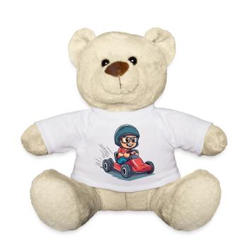Kart driver with helmet and goggles - Teddy Bear - white - Front