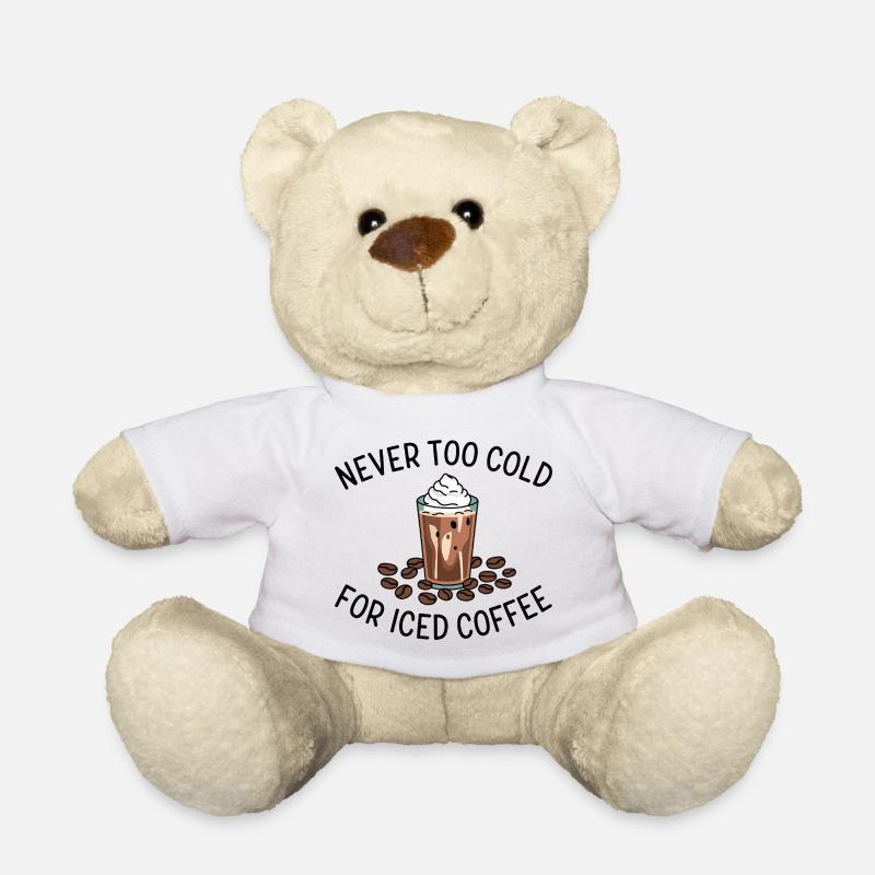 Never Too Cold for Iced Coffee - Teddy Bear - white