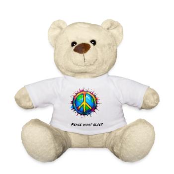 Weltfrieden Friedenssymbol in buntem Splash - Teddy - Weiß - Vorne