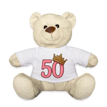 50e anniversaire femme couronne d’or idée cadeau - Nounours - blanc - Devant