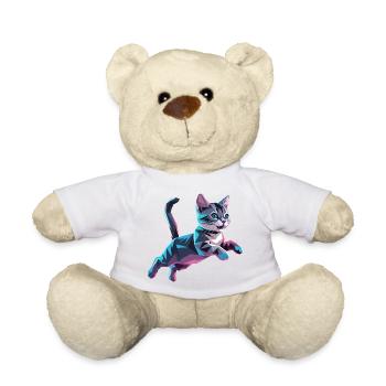 Kätzchen - Cooles Low-Poly-Logo - Teddy - Weiß - Vorne