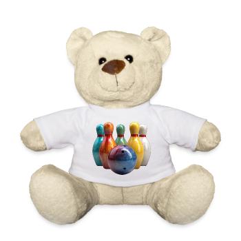 Motif de scène de bowling coloré - Nounours - blanc - Devant