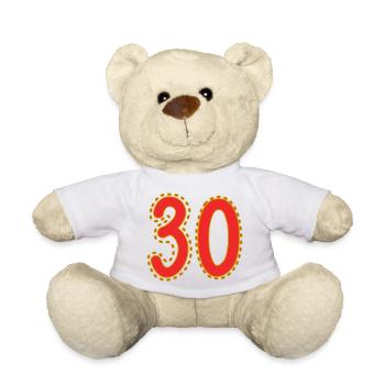 30. 30 ANS. 30e ANNIVERSAIRE. ANNIVERSAIRE 30 ANS. - Nounours - blanc - Devant