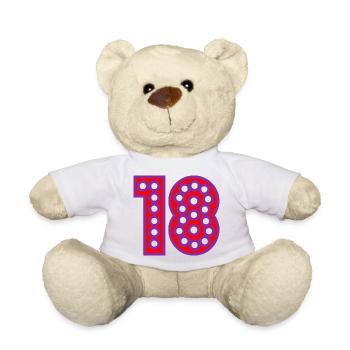 18. 18 YEARS OLD. 18th ANNIVERSARY. 18 BIRTHDAY. - Teddy Bear - white - Front