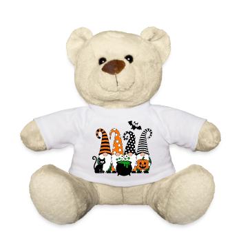 Halloween Gnome Trio with Pumpkin Hats - Teddy Bear - white - Front