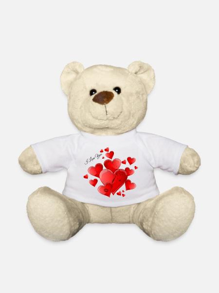 Cœurs amoureux I love You - Nounours - blanc