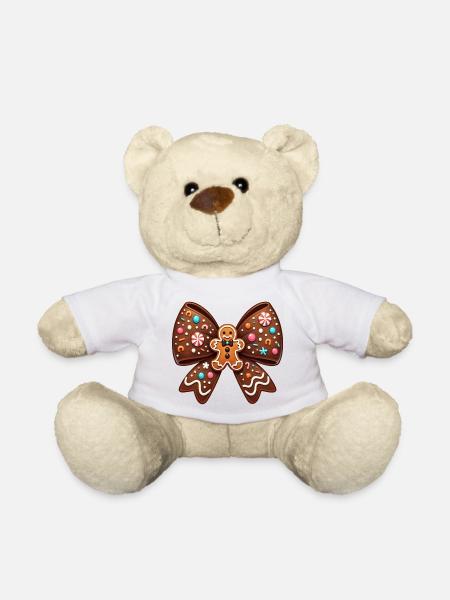 Chocolate Bow Gingerbread - Teddy Bear - white