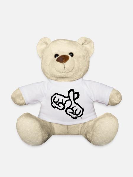 Fingerkreuz (Hände / Kreuz / Bibel / Religion, 1C) - Teddy - Weiß