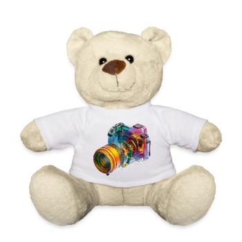 Regenbogenkamera als CAD-Design in Farbexplosion - Teddy - Weiß - Vorne